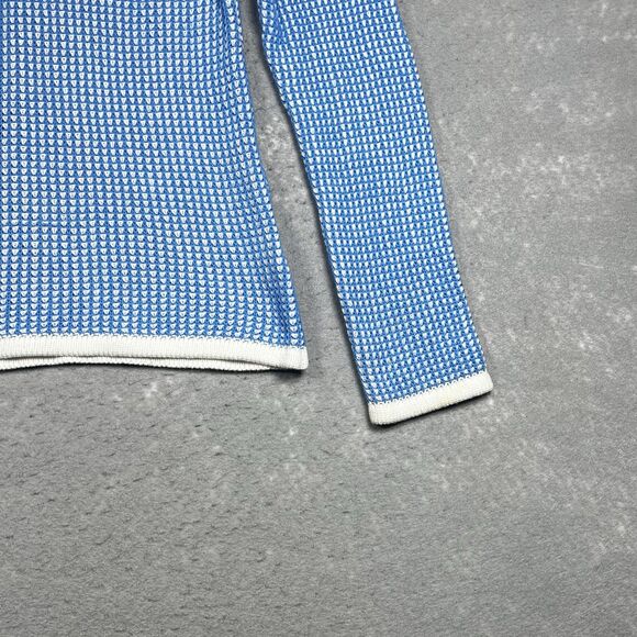 Lily Pulitzer Sweater Womens Small Blue White Costella Waffle Knit Crew Neck - Picture 5 of 13